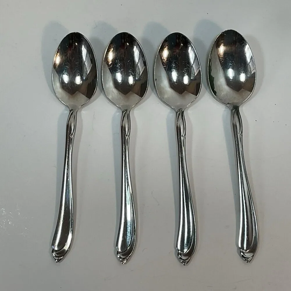 4 OneidaCraft Deluxe SHASTA Stainless Steel Teaspoon Flatware 6” Spoons